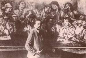Kernstok Kroly az 1923-ban festett "Utols vacsora" c. kp eltt (Nagythat kp)