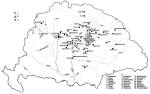 23. trkp. Debrecen piaci, vsri vonzskrzetei a 19. szzad els felben 1 = napi piac krzete, 2 = hetivsr krzete, 3 = orszgos vsr krzete