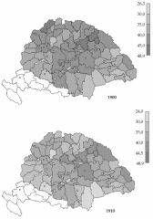 3. bra. lveszletsek 1000 lakosra a trtnelmi Magyarorszg terletn Horvt-Szlavnorszg nlkl, megynknt, 1900, 1910