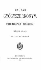 A Magyar Gygyszerknyv cmlapja (1888)